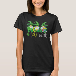 Cute Lucky Rainbow One Lucky Gnomes Teacher St Pat T-Shirt