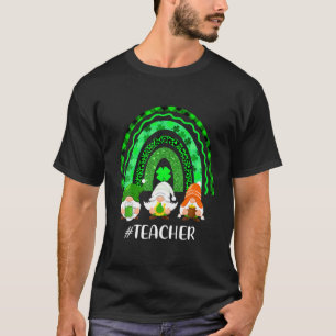 Cute Lucky Rainbow Teacher Gnome Leopard Happy St T-Shirt