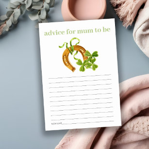 Cute Lucky Shamrock Advice for Mum Baby Shower Enclosure Card