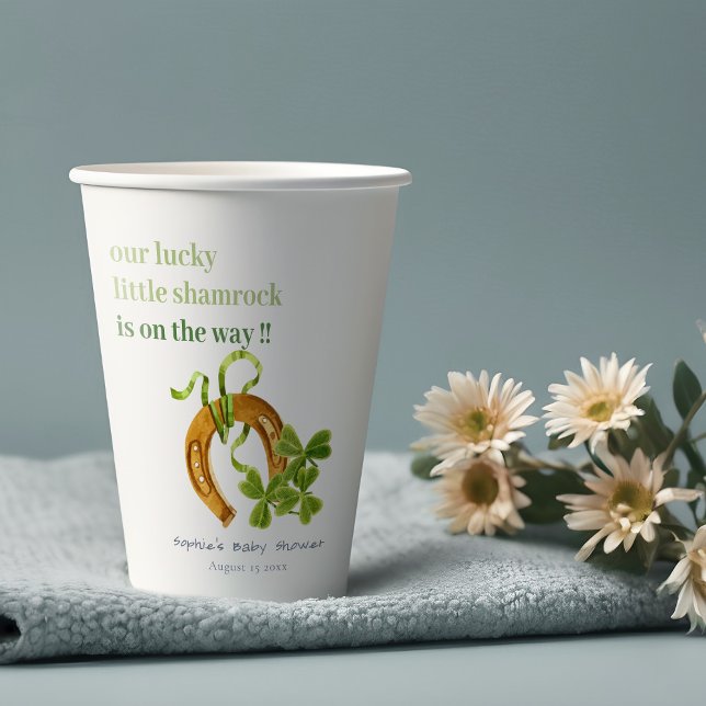 Cute Lucky Shamrock St Patrick's Day Baby Shower Paper Cups (Creator Uploaded)