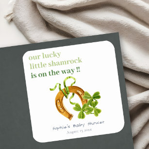 Cute Lucky Shamrock St Patrick's Day Baby Shower Square Sticker