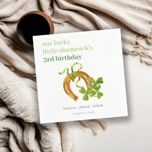 Cute Lucky Shamrock St Patrick's Day Kids Birthday Napkin