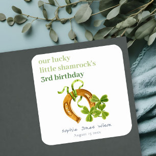 Cute Lucky Shamrock St Patrick's Day Kids Birthday Square Sticker