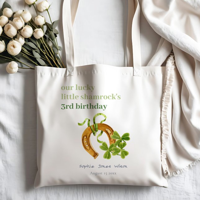 Cute Lucky Shamrock St Patrick's Day Kids Birthday Tote Bag (Creator Uploaded)