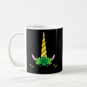 Cute Lucky Unicorn Green Shamrock Clovers Saint Pa Coffee Mug