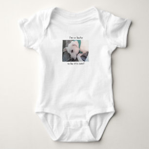 Cute Lucky White Puppy Dog Wearing Green Scarf Bab Baby Bodysuit