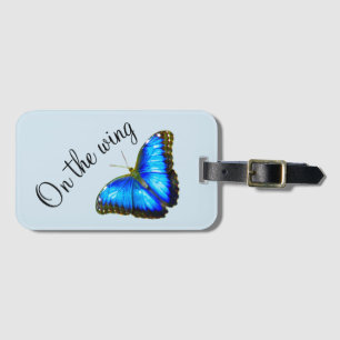 Cute luggage tag with Blue Butterfly "On the wing"