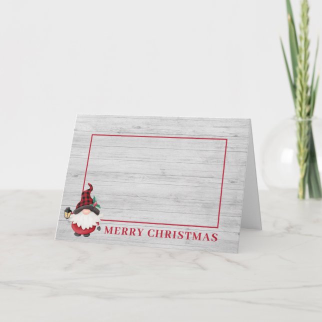 Cute Lumberjack Gnome Custom Christmas Photo Holiday Card (Front)