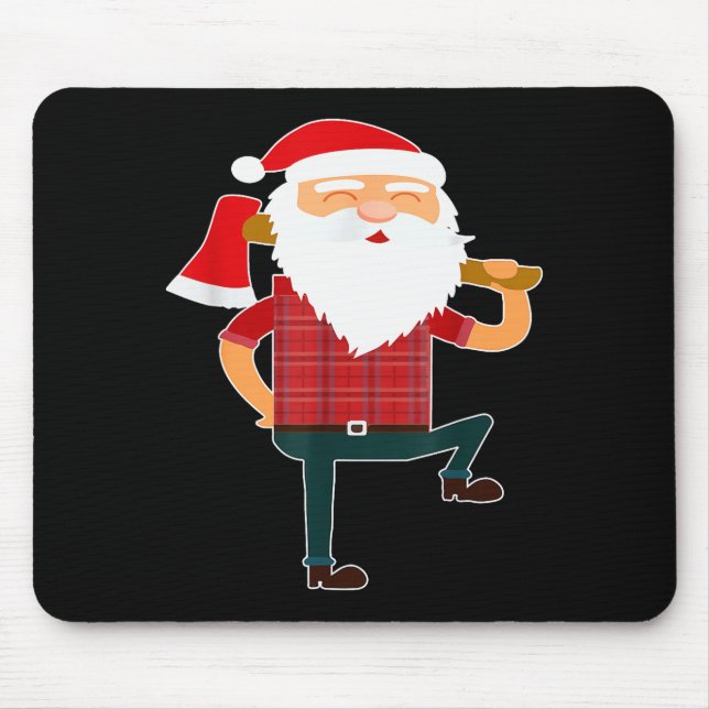 Cute Lumberjack Santa Funny Ugly Christmas Axe Hat Mouse Pad (Front)