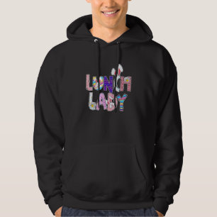 Cute Lunch Lady Easter Bunny Ears Happy Easter Day Hoodie