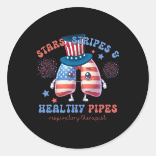 Cute Lung Squad Respiratory Therapist Patriotic 4t Classic Round Sticker