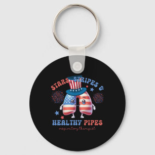 Cute Lung Squad Respiratory Therapist Patriotic 4t Key Ring