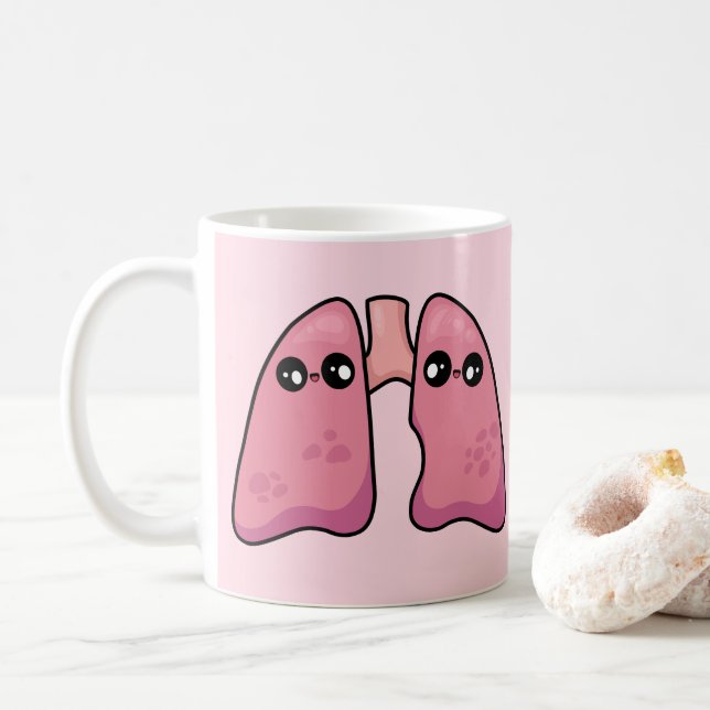 Cute Lungs - Human Biology Coffee Mug (With Donut)
