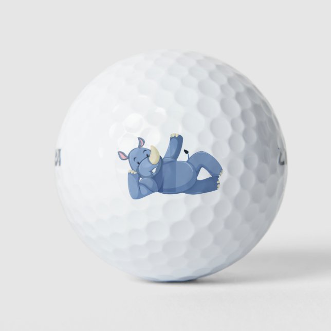 Cute lying down rhino golf balls (Front)