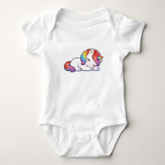 Cute Lying Sleeping Rainbow Unicorn Kawaii Unisex  Baby Bodysuit