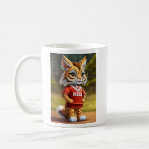 Cute Lynx Mascot in Red Jersey Coffee Mug