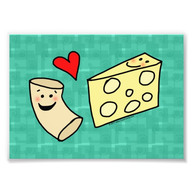 Cute Macaroni Loves Cheese Art Print (Front)