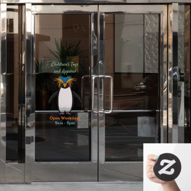Cute macaroni penguin cartoon illustration (Office Door)