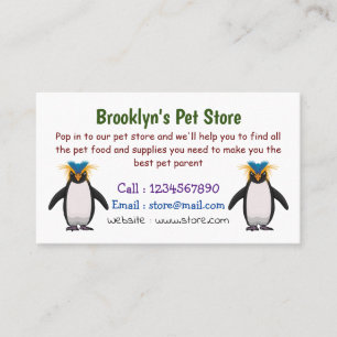 Cute macaroni penguin cartoon illustration business card