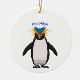 Cute macaroni penguin cartoon illustration ceramic ornament