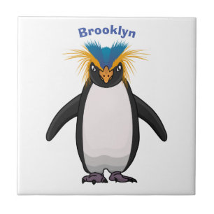 Cute macaroni penguin cartoon illustration ceramic tile
