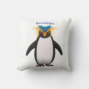 Cute macaroni penguin cartoon illustration cushion