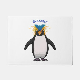 Cute macaroni penguin cartoon illustration doormat