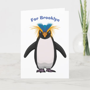 Cute macaroni penguin cartoon illustration holiday card