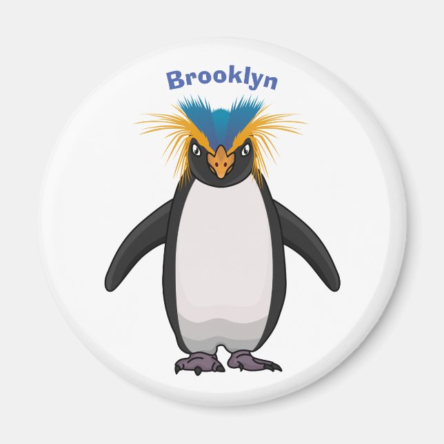 Cute macaroni penguin cartoon illustration magnet (Front)