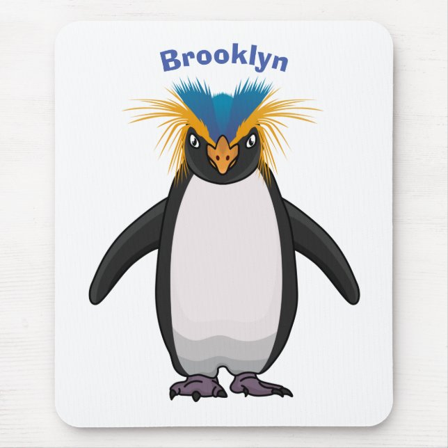 Cute macaroni penguin cartoon illustration mouse pad (Front)