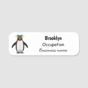 Cute macaroni penguin cartoon illustration name tag