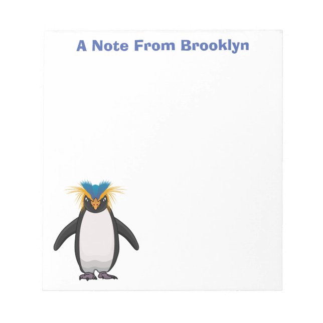 Cute macaroni penguin cartoon illustration notepad (Front)