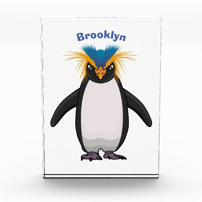 Cute macaroni penguin cartoon illustration  photo block (Front)