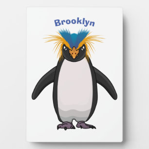 Cute macaroni penguin cartoon illustration plaque