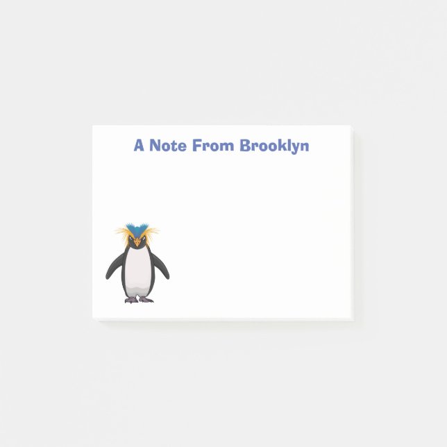 Cute macaroni penguin cartoon illustration post-it notes (Front)