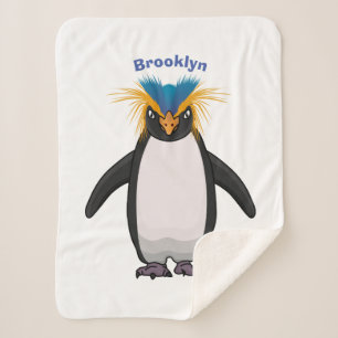 Cute macaroni penguin cartoon illustration  sherpa blanket