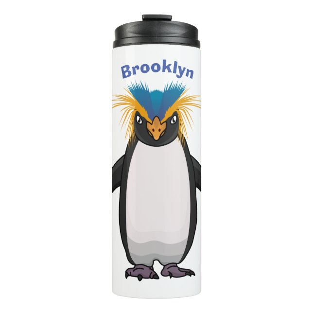 Cute macaroni penguin cartoon illustration thermal tumbler (Front)