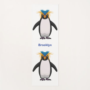 Cute macaroni penguin cartoon illustration yoga mat