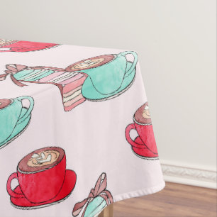 Cute Macarons and Cappuccino   Pastel   Monogram Tablecloth