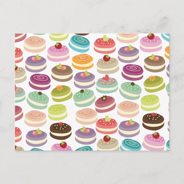 Cute Macarons Pattern Postcard (Front)