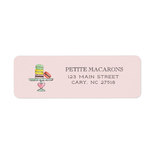 Cute Macarons pink return address Label (Front)