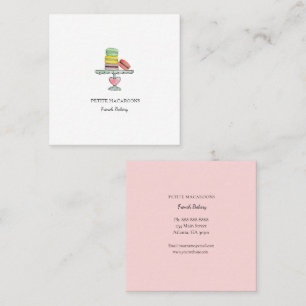 Cute macaroons on cake stand square business card