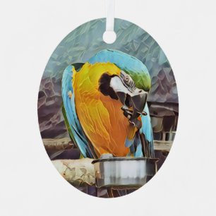 CUTE MACAW METAL TREE DECORATION