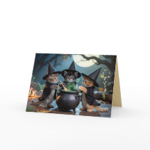 Cute Macbeth Cat Halloween Card