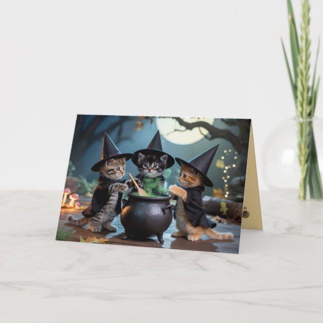 Cute Macbeth Cat Halloween Card (Front)