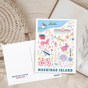 Cute Mackinac Island Michigan Map Favorite Things  Postcard