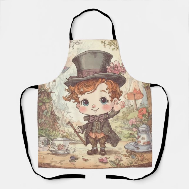 Cute Mad Hatter Whimsical Wonderland Woodland Art Apron (Front)