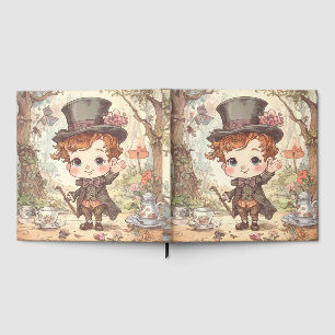 Cute Mad Hatter Whimsical Wonderland Woodland Art Guest Book