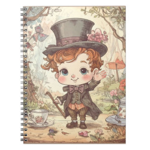 Cute Mad Hatter Whimsical Wonderland Woodland Art Notebook