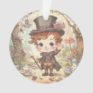 Cute Mad Hatter Whimsical Wonderland Woodland Art Ornament